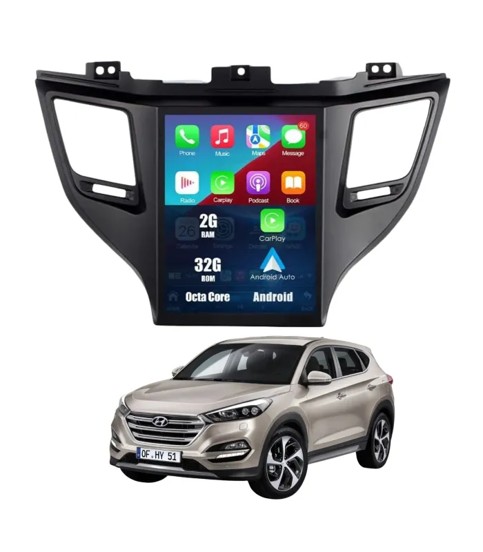 Radio Pantalla Vertical Estilo Tesla para Hyundai Tucson 2016-2021 Octa-Core CarPlay Android Auto