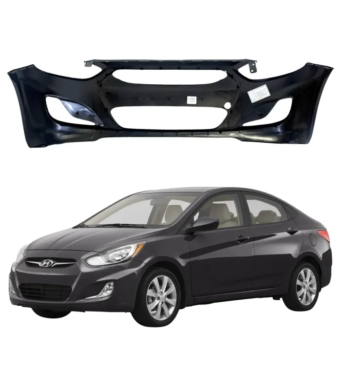Bumper delantero Hyundai Accent 2011 2012 2013 2014, de reverso y muestra carro gris