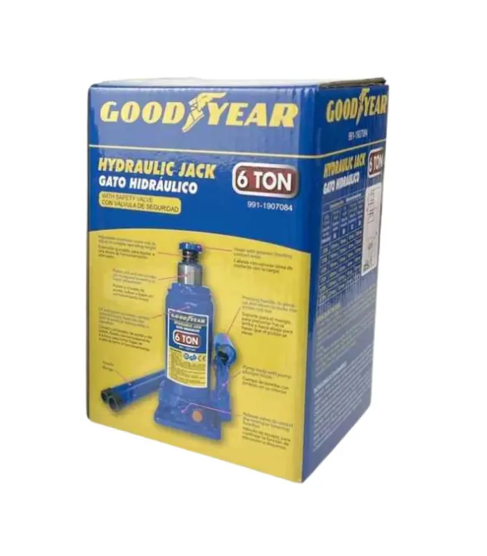 Gato Hidráulico de Botella Goodyear 6 Toneladas Modelo 991-1907084 con válvula de seguridad, empaque