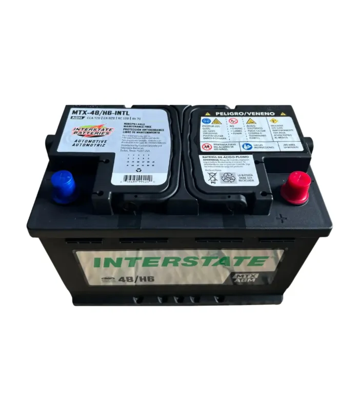Batería Interstate MTX-48 H6 AGM 720 CCA Start Stop Garantía 24 meses entrega rápida, vista completa