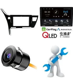 Combo Multimedia 10 Pulgadas QLED Toyota Corolla 2017-2019 Apple CarPlay Android Auto Cámara de Reversa