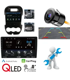 Combo Multimedia Ford Ranger XLT 2011-2015 Pantalla 9 Pulgadas QLED Apple CarPlay Android Auto Cámara Reversa AHD