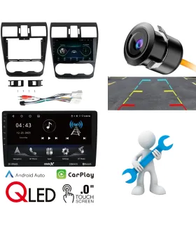 Combo Multimedia Subaru Forester 2014-2018 Radio 9 Pulgadas QLED Android 12 Apple CarPlay Camara AHD y Kit de Instalacion