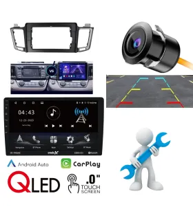 Combo Radio 10 Pulgadas QLED Toyota RAV4 2013-2018 Apple CarPlay Android Auto Cámara AHD Instalación Profesional Incluida
