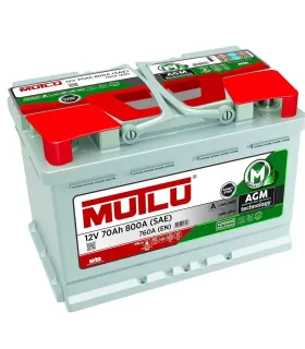 Bateria Mutlu AGM L3 70Ah 800CCA Grupo 48 H6 para Vehiculos Start-Stop Tecnologia Turca Sellada VRLA