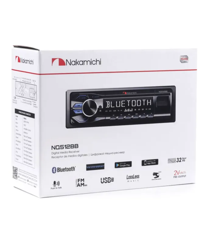Radio Nakamichi NQ512BB receptor digital 1-DIN con Bluetooth 5.1 USB AM/FM y salida de 50W x 4