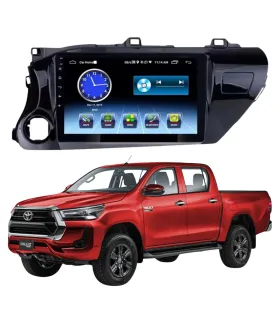 Kit Instalación Radio 10 Pulgadas Toyota Hilux 2016-2025, presenta Hilux color rojo