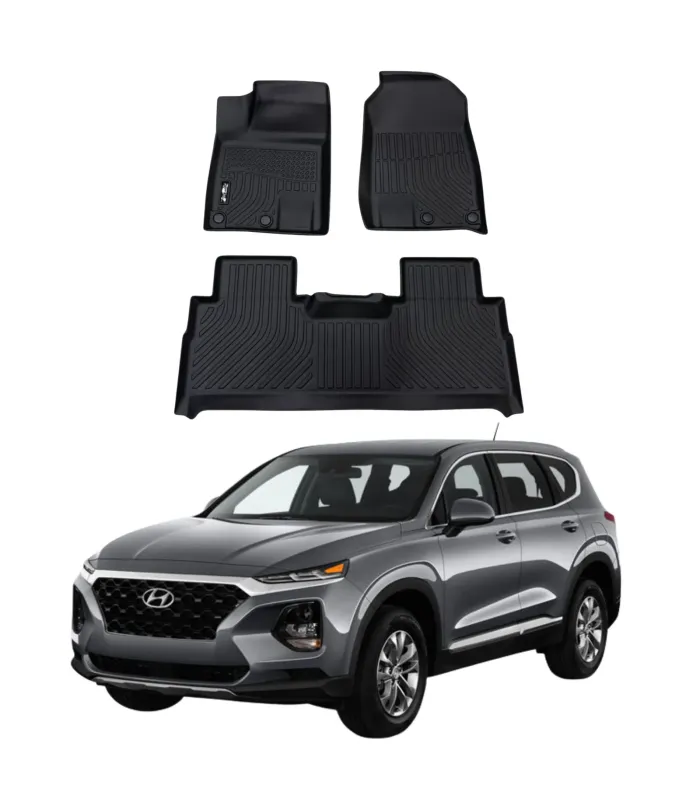 Alfombras tipo bandeja Focus Mats 3D para Hyundai Santa Fe 2019 2020, muestra SUV.