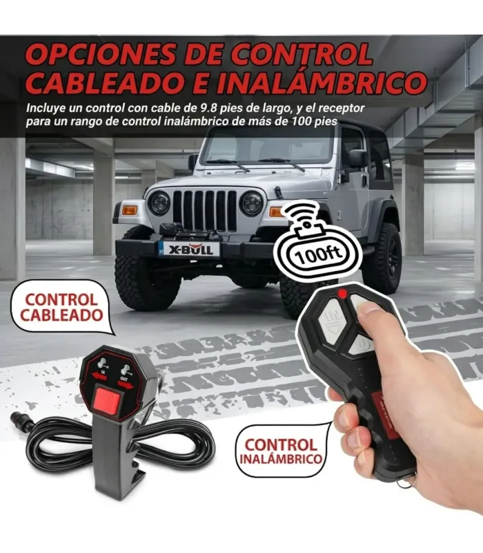 Cabrestante Eléctrico X-BULL 13000 Lbs 12V Motor 6HP IP68 Impermeable con Cuerda Sintética de 79ft