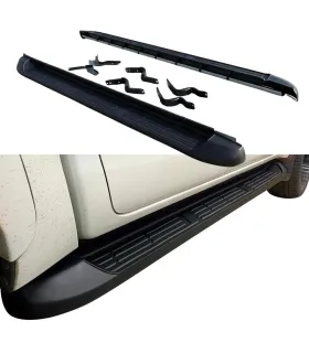 Juego de estribos laterales planos tipo plataforma para Toyota Hilux Revo y Rocco modelos 2016 a 2026 con accesorios de montaje