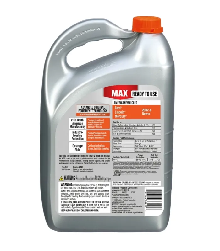 Anticongelante Refrigerante Prestone MAX American Vehicles Naranja AF6800 para Ford Lincoln y Mercury 2002 en adelante 50/50