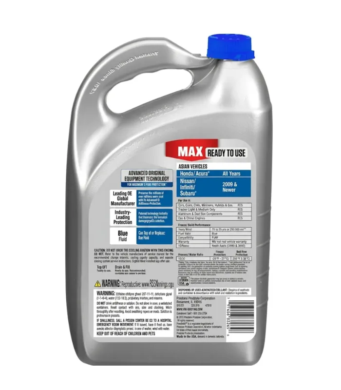 Anticongelante Refrigerante Prestone MAX Azul AF6310 para Honda Acura Nissan Subaru 50/50 Ready to Use