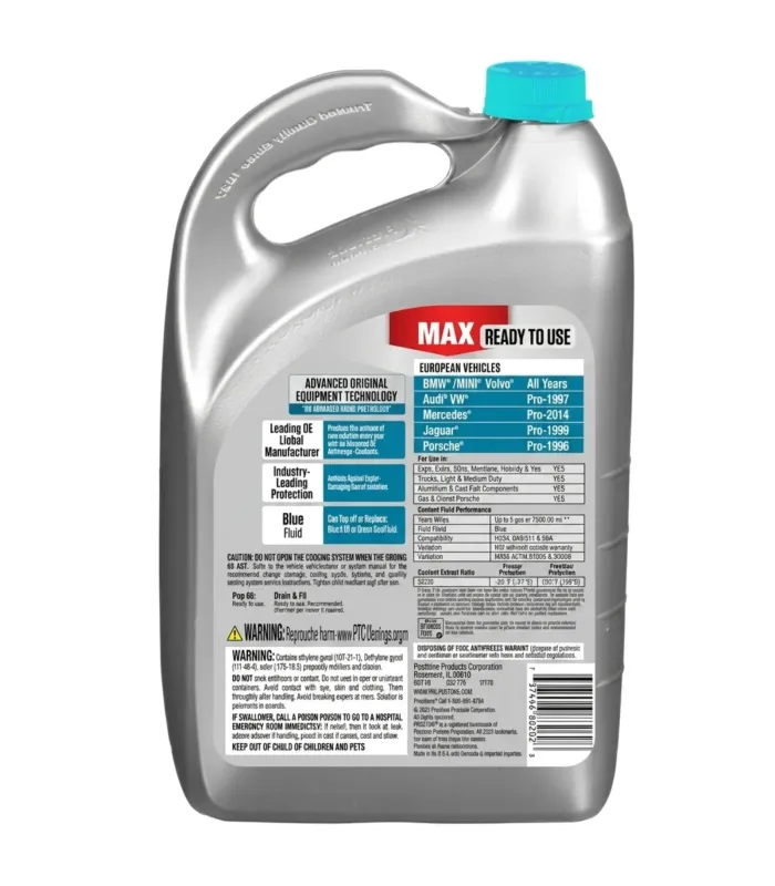 Anticongelante Refrigerante Prestone MAX European Azul AF6110 para BMW Mini Volvo Mercedes Volkswagen Audi