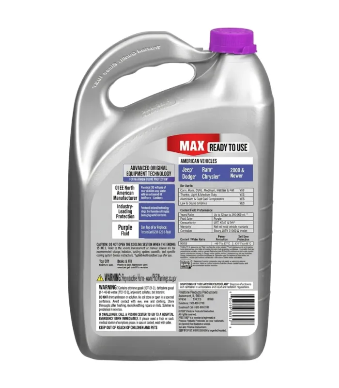 Anticongelante Refrigerante Prestone MAX American Vehicles Morado AF6900 para Jeep RAM Dodge Chrysler 2000 en adelante