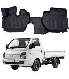 Alfombra de Bandeja 3D para Hyundai H100 Porter II 2004-2024 Protector de Cabina Impermeable Custom Fit Negro