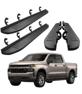 Estribos Laterales Negros Texturizados Off Road Plataforma para Chevrolet Silverado 2019 2020 2021 2022 2023 2024 COD 106015