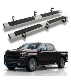 Estribos Laterales Cromados Estilo OEM Chevrolet Silverado 2019 2020 2021 2022 2023 2024 con Montura Incluida