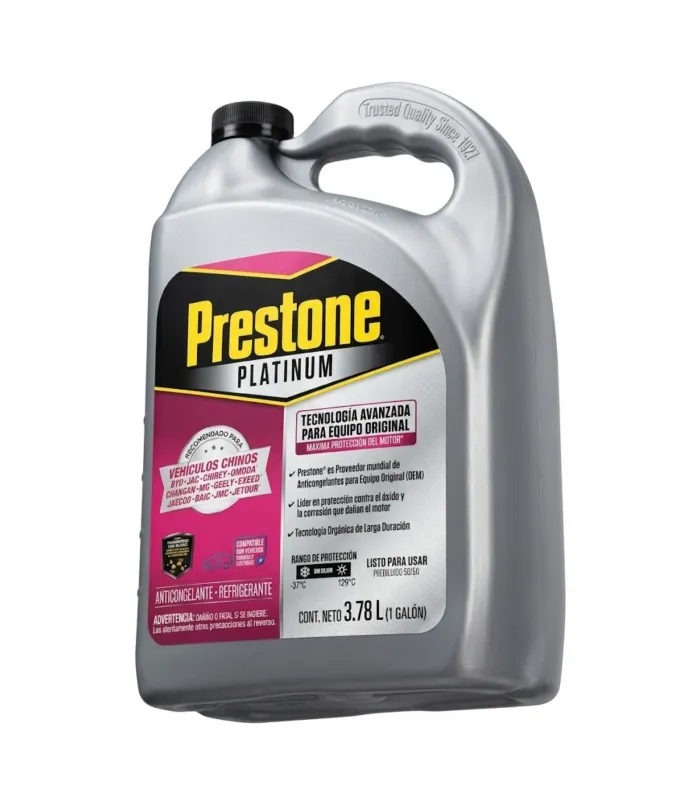 Anticongelante Refrigerante Prestone Platinum Rosa 50/50 Vehiculos Chinos Hibridos Galon AF12050MC-P