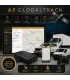 Plataforma de monitoreo satelital GPS AF Globaltrack en laptop y flota de vehículos comerciales Auto Fashion