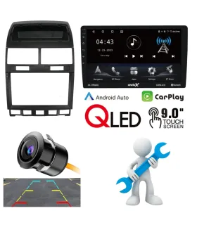 Combo Radio Multimedia 9 Pulgadas QLED Volkswagen Touareg 2004 a 2010 con Camara de Reversa e Instalacion Onelux