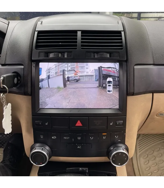 Combo Radio Multimedia 9 Pulgadas QLED Volkswagen Touareg 2004 a 2010 con Camara, Muestra de camara de Reversa
