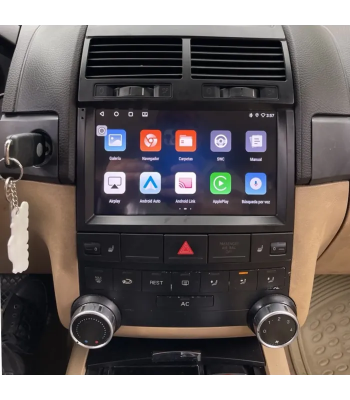 Combo Radio Multimedia 9 Pulgadas QLED Volkswagen Touareg 2004 a 2010 con Camara, apps