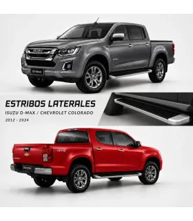 Set completo de estribos laterales negros para Isuzu D-MAX y Chevrolet Colorado modelos 2012 a 2024
