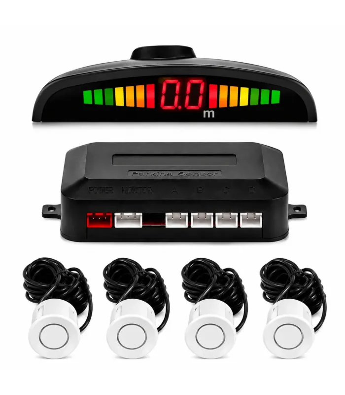 Sistema de sensores de reversa universal para carro con pantalla visual de distancia y asistencia de parqueo