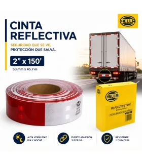 Cinta reflectiva Hella roja 2 pulgadas x 150 pies