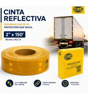 Cinta Reflectiva Hella Amarilla 2" x 150' , Mayor Detalle