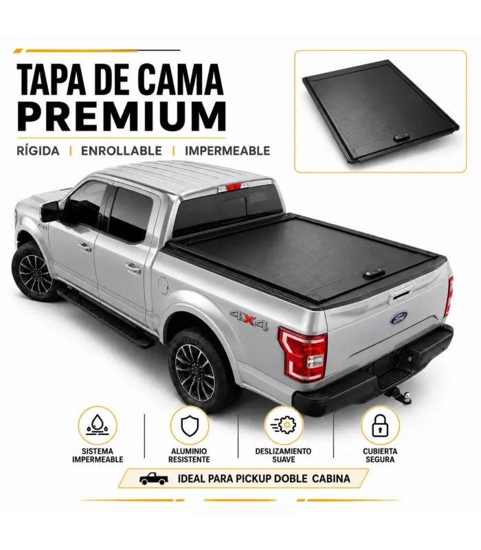 Tapa de cama rígida enrollable shutter para camionetas doble cabina