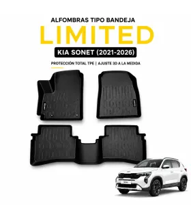 Alfombras Tipo Bandeja LIMITED para Kia Sonet años 2021 2022 2023 2024 2025 2026 Material TPE Negro Protección 3D