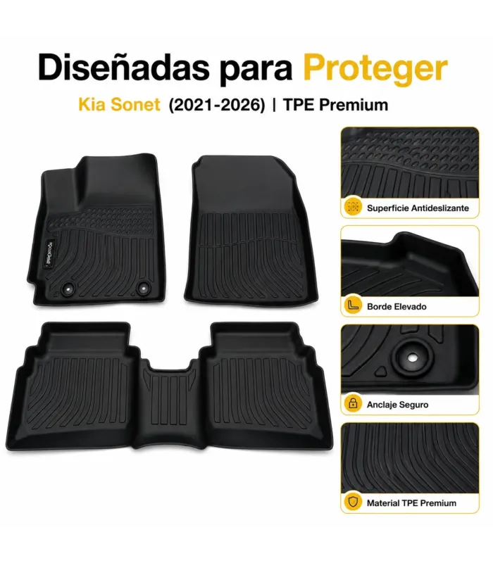 Alfombras Focus Mats Kia Sonet 2021-2026 TPE 3D