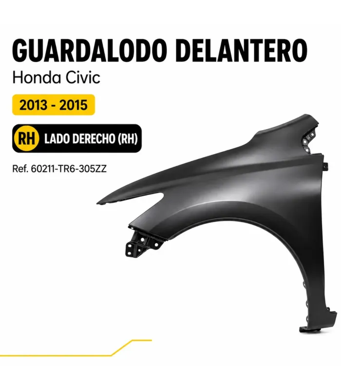 Guardalodo delantero Honda Civic 2013-2015 RH o LH