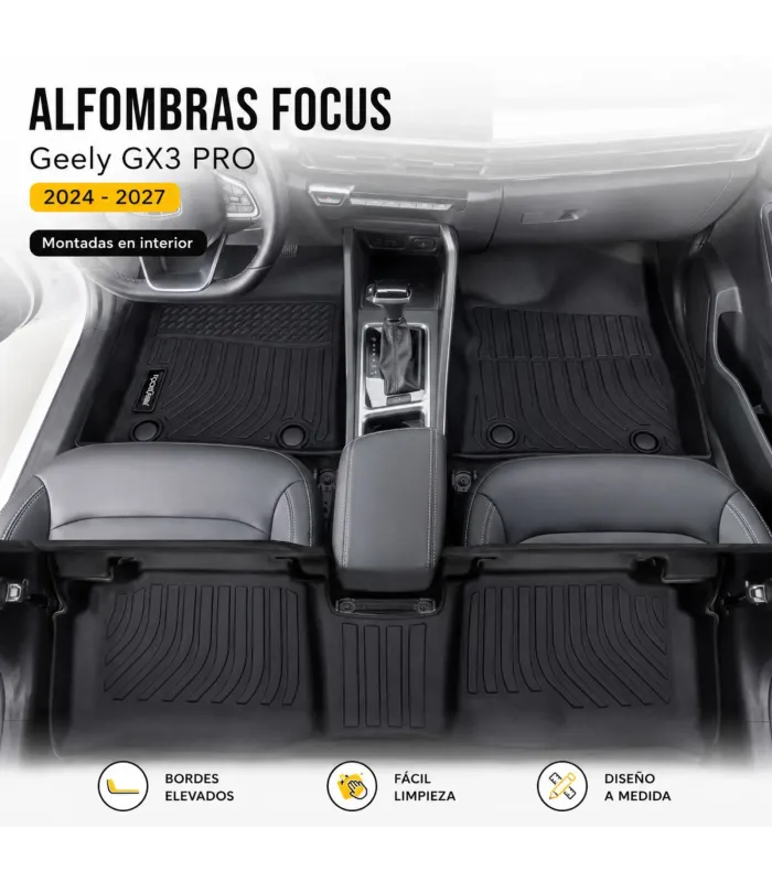 Focus Mats Geely GX3 PRO con bordes elevados