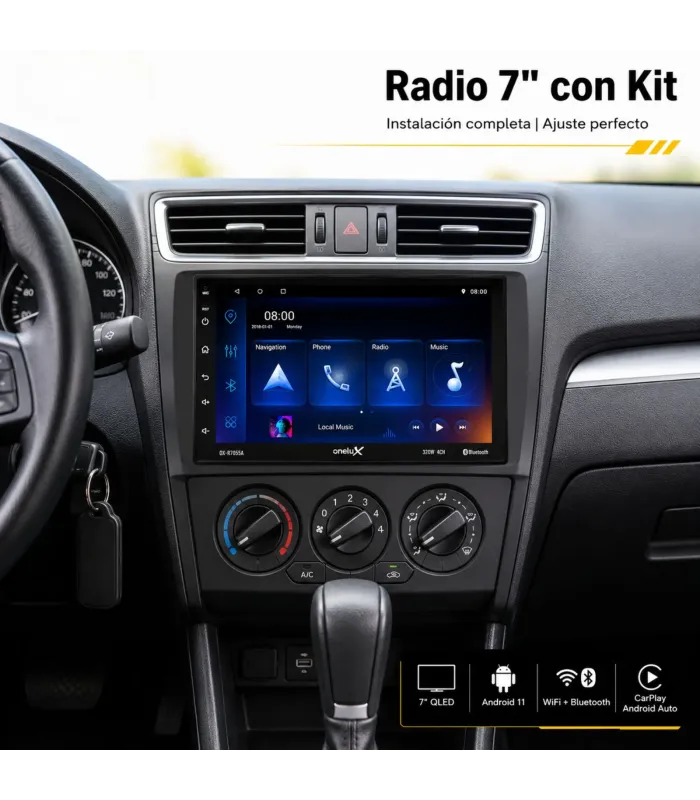Radio Doble DIN universal de 7 pulgadas Onelux con pantalla IPS y sistema Android 11