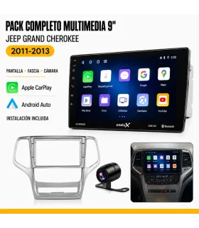 Combo Radio Pantalla Onelux 9 QLED Jeep Grand Cherokee 2011-2013 CarPlay Android Auto Cámara HD e Instalación Incluida