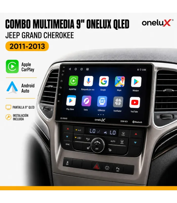 Combo Radio Pantalla Onelux 9 QLED Jeep Grand Cherokee