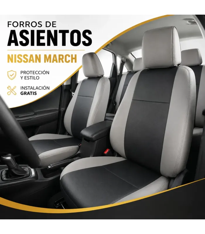 Forros de asientos Nissan March en leatherette vinil tipo piel