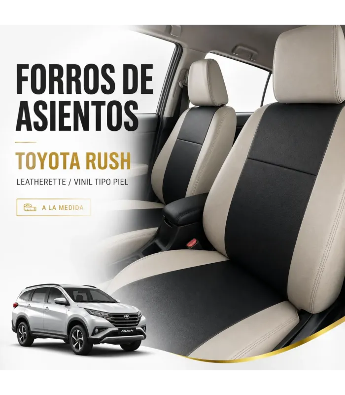 Forros Toyota Rush color sólido o combinado con logo opcional