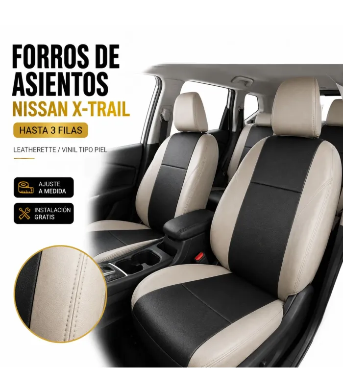 Forros de asientos Nissan X-Trail con logo o sin logo montura gratis