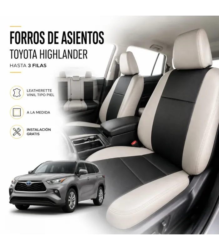 Forros de asientos Toyota Highlander con logo o sin logo