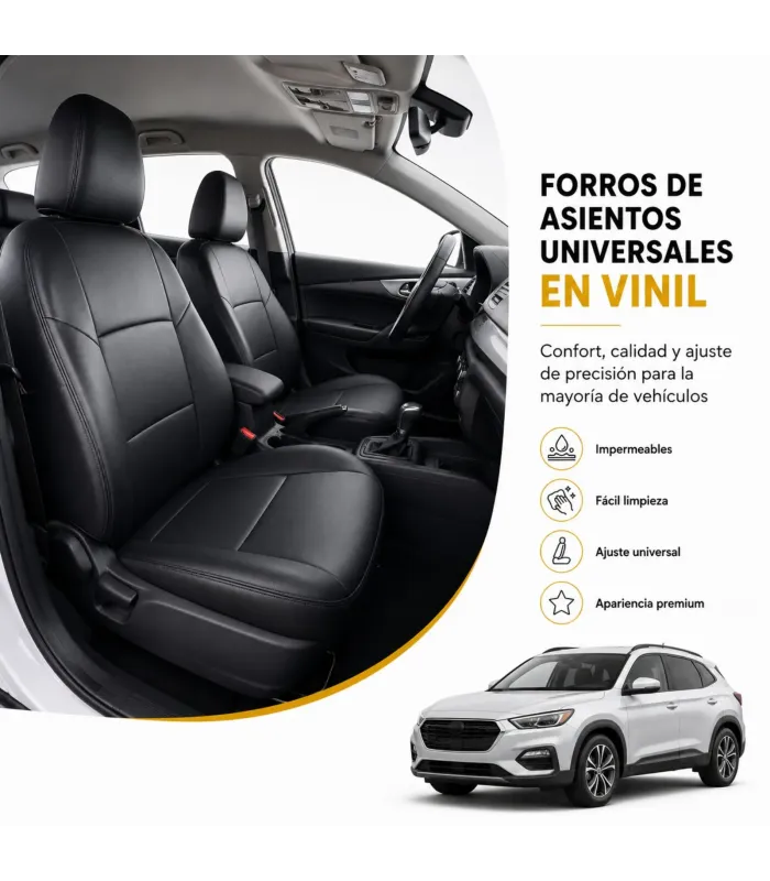 Forros de asientos vinil tipo piel color sólido o combinado