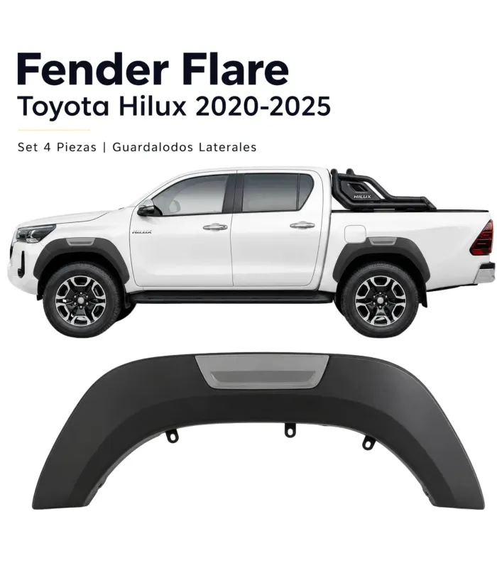 Fender flare Hilux estilo off road cuatro piezas