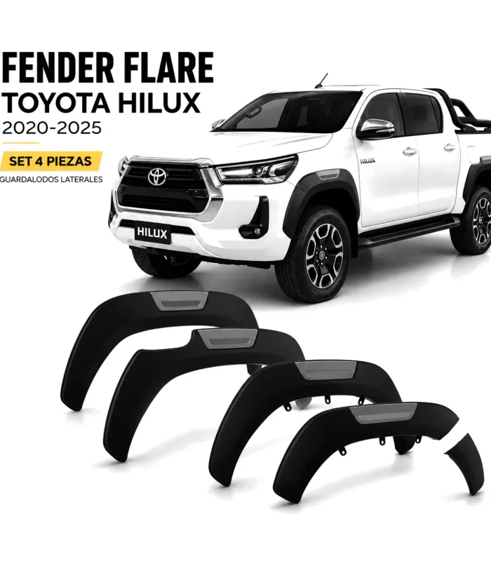 Fender flare Toyota Hilux 2020 2025 set 4 piezas