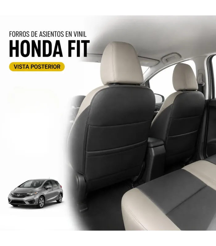 Interior Honda Fit con forros de asientos en vinil a la medida