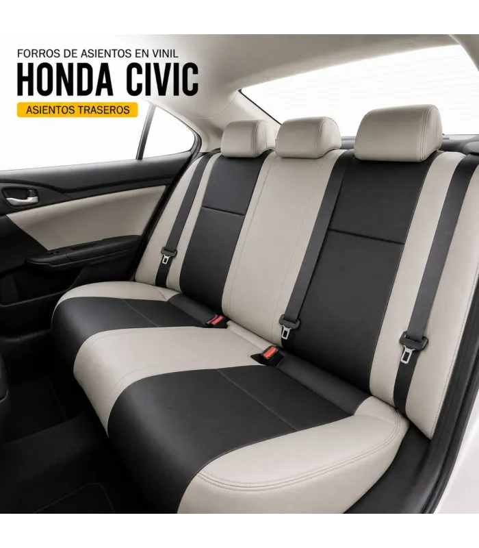 Interior Honda Civic con forros de asientos en vinil a la medida