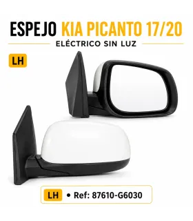 Espejo Kia Picanto 2017-2020 Eléctrico Sin Luz RH LH | Auto Fashion