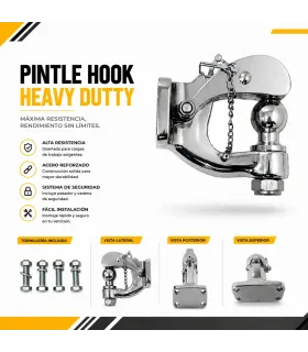Enganche de jalón Pintle Hook cromado con bola 2 pulgadas