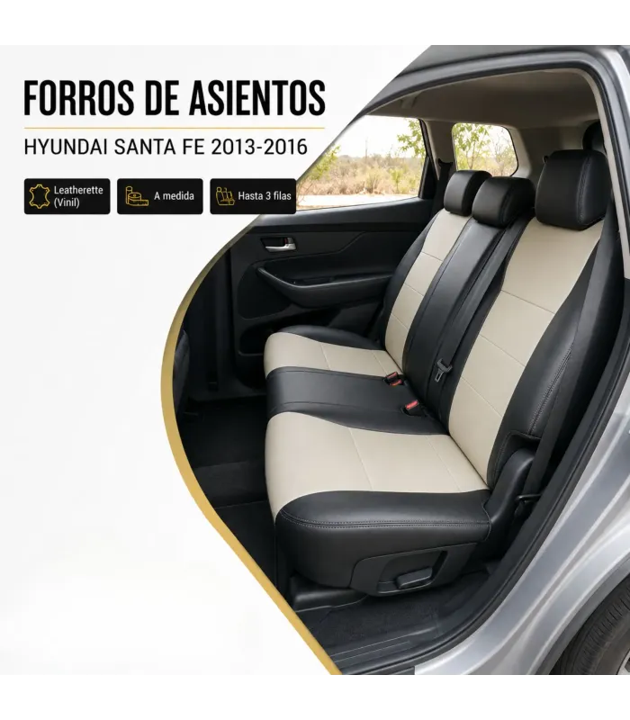 Interior Hyundai Santa Fe con forros leatherette a la medida